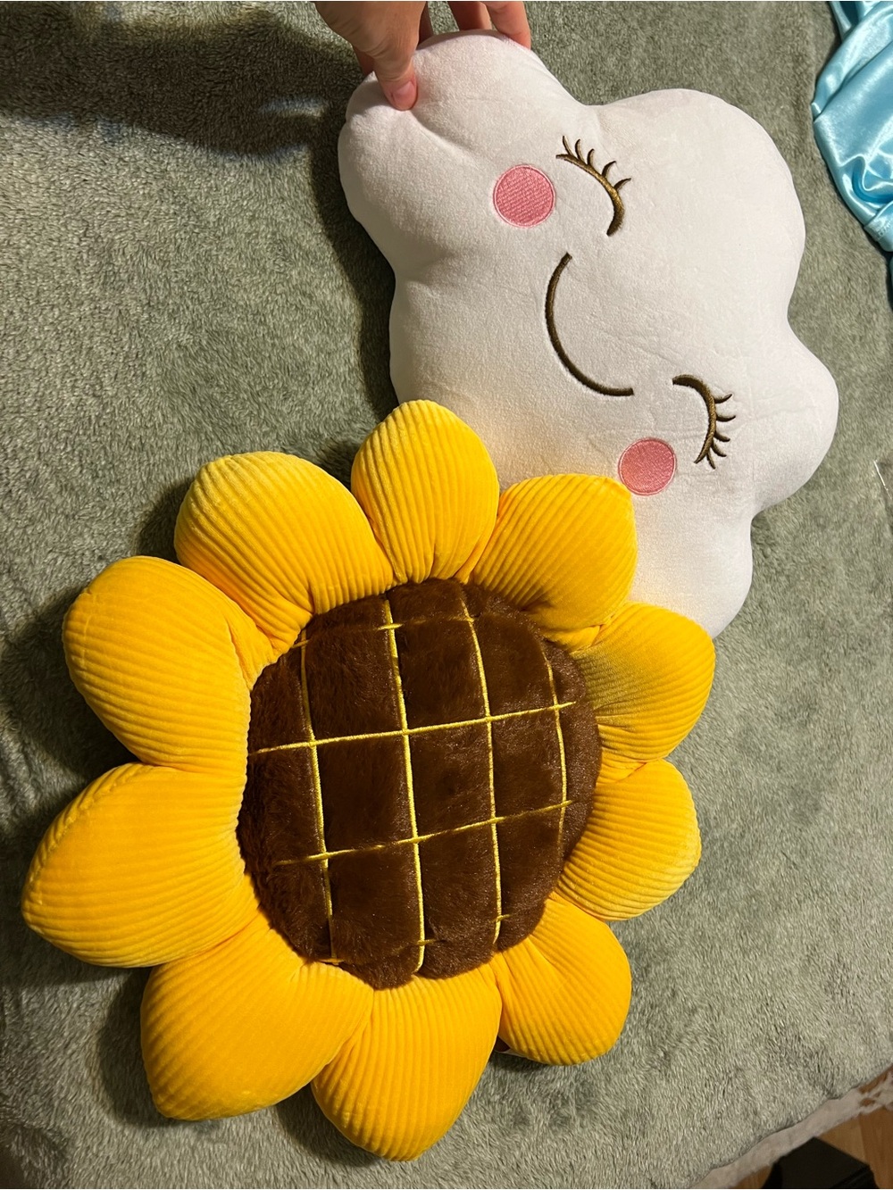 Cute Cloud & Sunflower Plush Pillow Set - Yellow, White, Brown, Pink